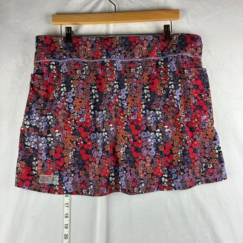 Smartwool Active Lined Skirt Skort Womens Large Floral Print Sporty Hiking Trail